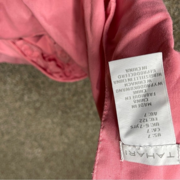 TAHARI Girls 7 Pink Eyelet Lace Sleeveless Fit & Flare Dress Ruffle. - Picture 5 of 5